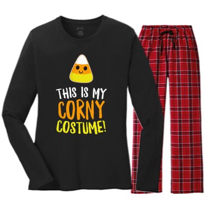 This Is My Corny Costume Funny Halloween Outfit Women's Long Sleeve Flannel Pajama Set 