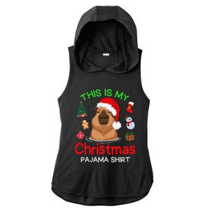 This Is My Christmas Pajama Funny Capybara Xmas Pjs Ladies PosiCharge Tri-Blend Wicking Draft Hoodie Tank