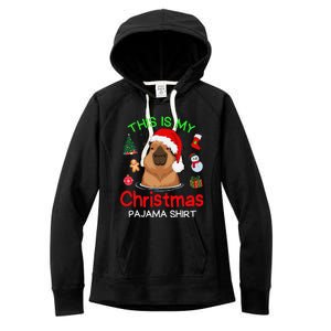 This Is My Christmas Pajama Funny Capybara Xmas Pjs Women's Fleece Hoodie