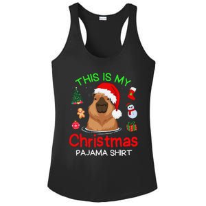 This Is My Christmas Pajama Funny Capybara Xmas Pjs Ladies PosiCharge Competitor Racerback Tank