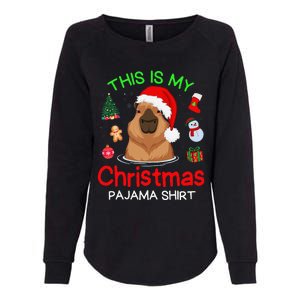 This Is My Christmas Pajama Funny Capybara Xmas Pjs Womens California Wash Sweatshirt