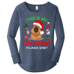 This Is My Christmas Pajama Funny Capybara Xmas Pjs Women's Perfect Tri Tunic Long Sleeve Shirt