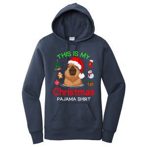 This Is My Christmas Pajama Funny Capybara Xmas Pjs Women's Pullover Hoodie