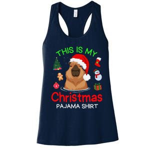 This Is My Christmas Pajama Funny Capybara Xmas Pjs Women's Racerback Tank