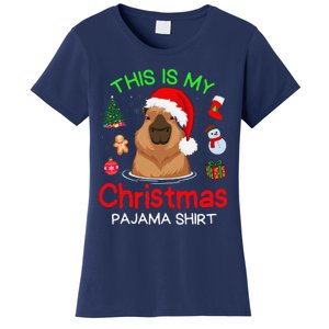 This Is My Christmas Pajama Funny Capybara Xmas Pjs Women's T-Shirt