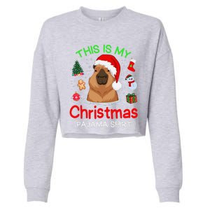 This Is My Christmas Pajama Funny Capybara Xmas Pjs Cropped Pullover Crew