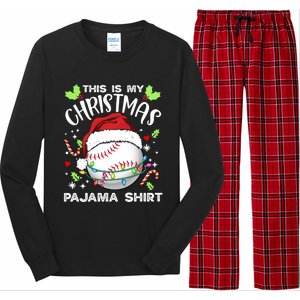 This Is My Christmas Pajama Baseball Ball Santa Christmas Gift Long Sleeve Pajama Set