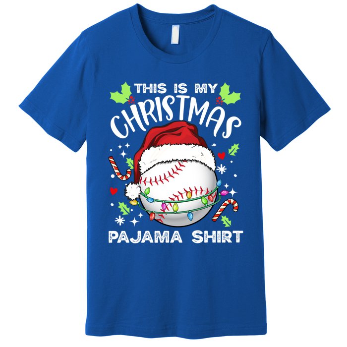 This Is My Christmas Pajama Baseball Ball Santa Christmas Gift Premium T-Shirt