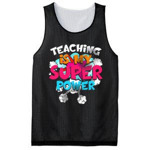 Teaching Is My Super Power Teacher League Lessons Mesh Reversible Basketball Jersey Tank