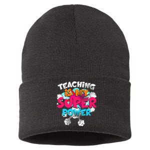 Teaching Is My Super Power Teacher League Lessons Sustainable Knit Beanie