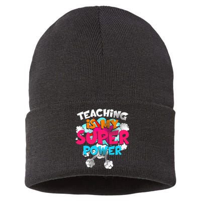 Teaching Is My Super Power Teacher League Lessons Sustainable Knit Beanie