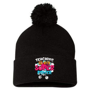 Teaching Is My Super Power Teacher League Lessons Pom Pom 12in Knit Beanie