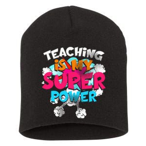 Teaching Is My Super Power Teacher League Lessons Short Acrylic Beanie