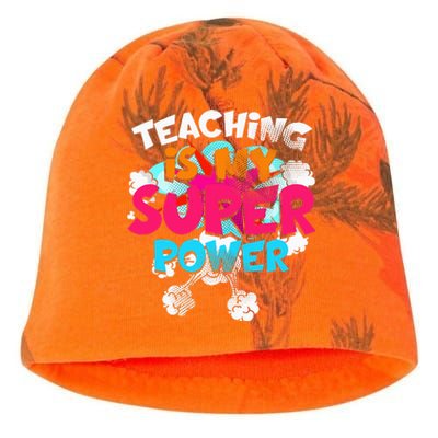 Teaching Is My Super Power Teacher League Lessons Kati - Camo Knit Beanie