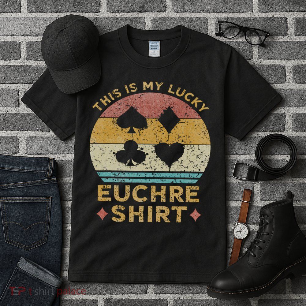 This Is My Lucky Euchre Vintage Euchre Card Game Tall T-Shirt