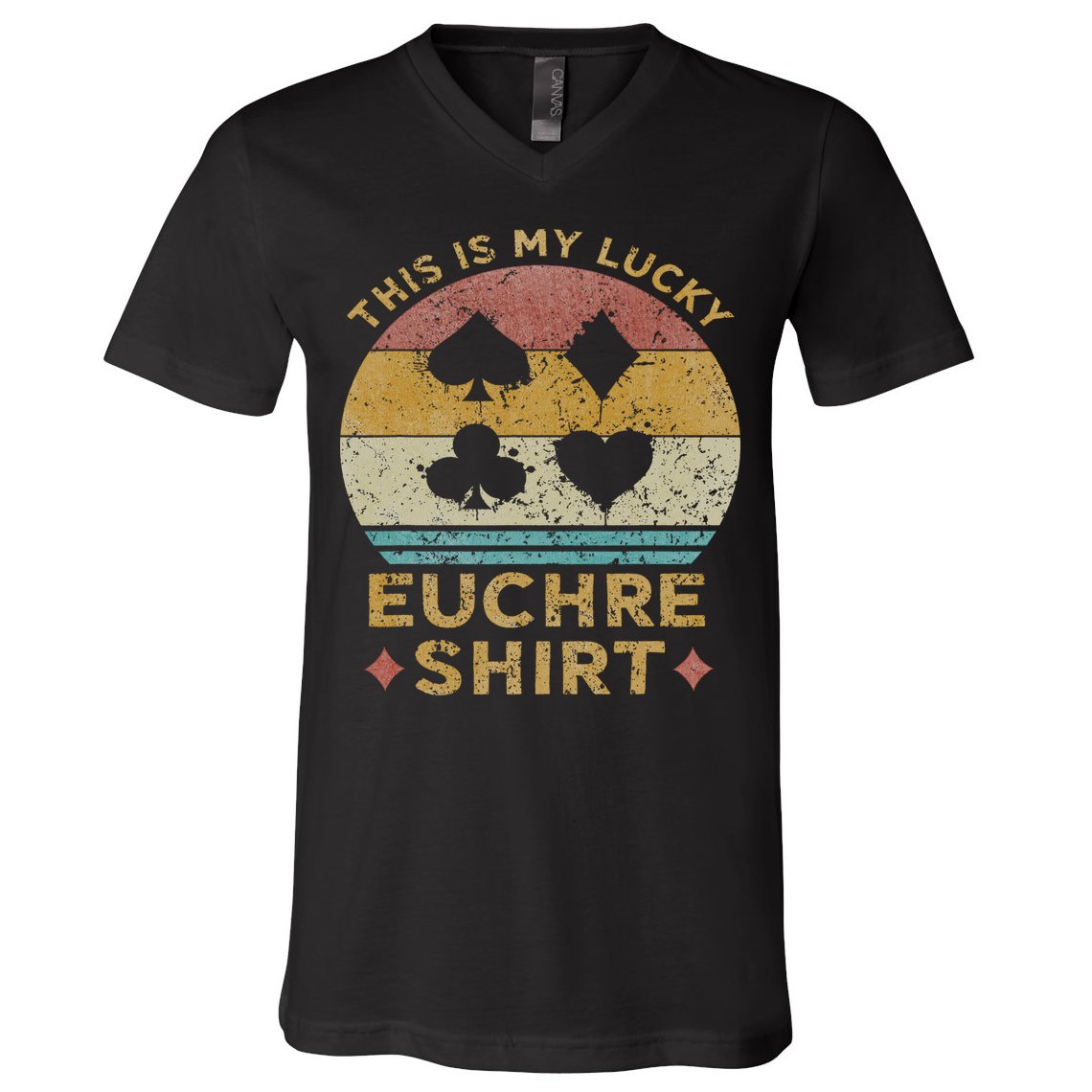 This Is My Lucky Euchre Vintage Euchre Card Game V-Neck T-Shirt