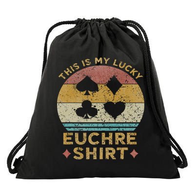 This Is My Lucky Euchre Vintage Euchre Card Game Drawstring Bag