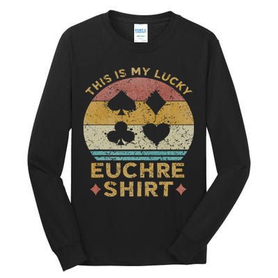 This Is My Lucky Euchre Vintage Euchre Card Game Tall Long Sleeve T-Shirt