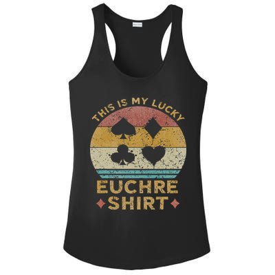 This Is My Lucky Euchre Vintage Euchre Card Game Ladies PosiCharge Competitor Racerback Tank