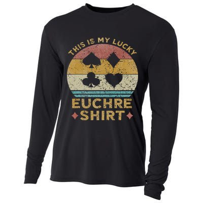 This Is My Lucky Euchre Vintage Euchre Card Game Cooling Performance Long Sleeve Crew