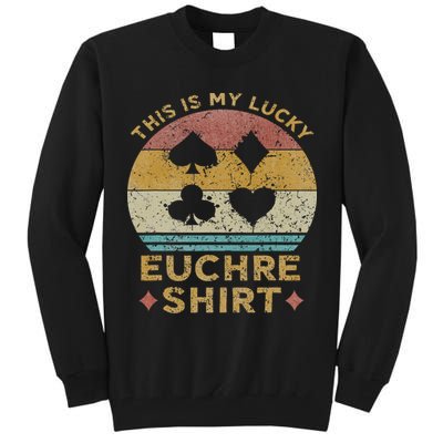 This Is My Lucky Euchre Vintage Euchre Card Game Tall Sweatshirt