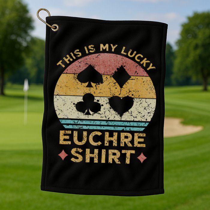 This Is My Lucky Euchre Vintage Euchre Card Game Golf Towel