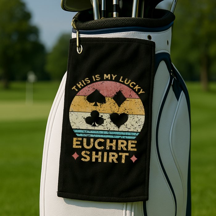 This Is My Lucky Euchre Vintage Euchre Card Game Golf Towel