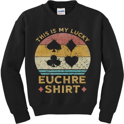 This Is My Lucky Euchre Vintage Euchre Card Game Kids Sweatshirt