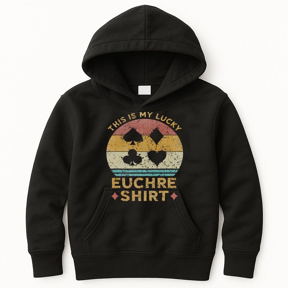 This Is My Lucky Euchre Vintage Euchre Card Game Kids Hoodie
