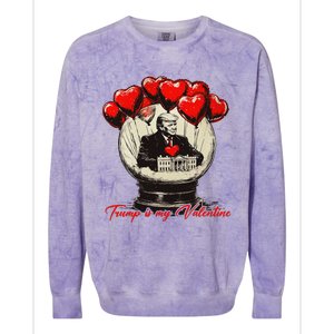 Trump Is My Valentine Retro Valentine Snow Globe White Heart Colorblast Crewneck Sweatshirt