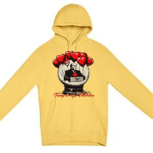 Trump Is My Valentine Retro Valentine Snow Globe White Heart Premium Pullover Hoodie