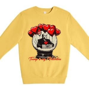 Trump Is My Valentine Retro Valentine Snow Globe White Heart Premium Crewneck Sweatshirt