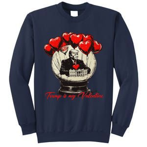 Trump Is My Valentine Retro Valentine Snow Globe White Heart Sweatshirt