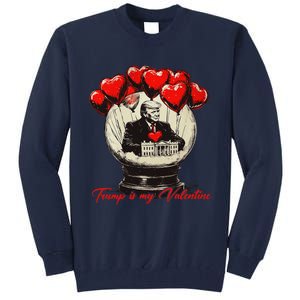 Trump Is My Valentine Retro Valentine Snow Globe White Heart Tall Sweatshirt