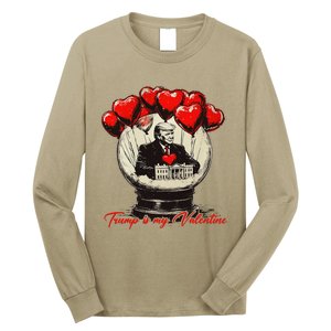 Trump Is My Valentine Retro Valentine Snow Globe White Heart Long Sleeve Shirt