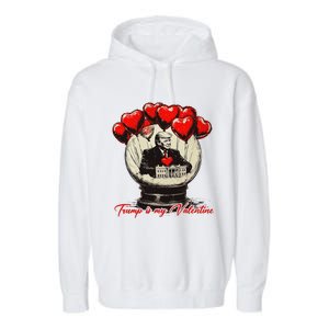 Trump Is My Valentine Retro Valentine Snow Globe White Heart Garment-Dyed Fleece Hoodie