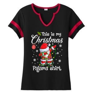 This Is My Christmas Pajama Cute Christmas Dabbing Santa Great Gift Ladies Halftime Notch Neck Tee