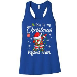 This Is My Christmas Pajama Cute Christmas Dabbing Santa Great Gift Women's Racerback Tank