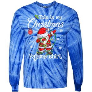 This Is My Christmas Pajama Cute Christmas Dabbing Santa Great Gift Tie-Dye Long Sleeve Shirt