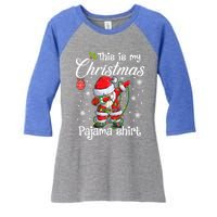 This Is My Christmas Pajama Cute Christmas Dabbing Santa Great Gift Women's Tri-Blend 3/4-Sleeve Raglan Shirt