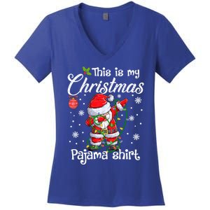 This Is My Christmas Pajama Cute Christmas Dabbing Santa Great Gift Women's V-Neck T-Shirt