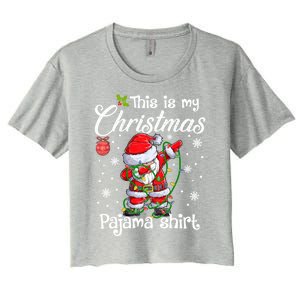 This Is My Christmas Pajama Cute Christmas Dabbing Santa Great Gift Women's Crop Top Tee