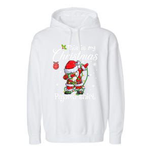 This Is My Christmas Pajama Cute Christmas Dabbing Santa Great Gift Garment-Dyed Fleece Hoodie