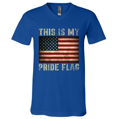 This Is My Pride Flag USA American Patriotic V-Neck T-Shirt