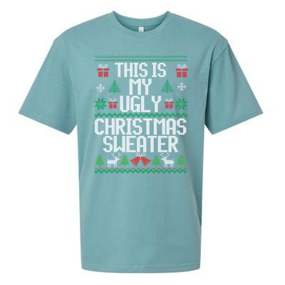 This Is My Ugly Sweater Funny Christmas Gift Sueded Cloud Jersey T-Shirt