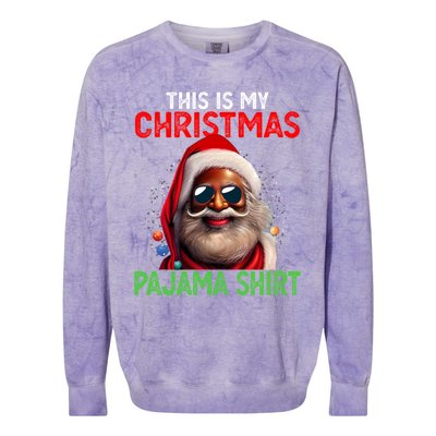 This Is My Christmas Pajama Black Afro African American Cool Gift Colorblast Crewneck Sweatshirt