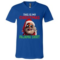 This Is My Christmas Pajama Black Afro African American Cool Gift V-Neck T-Shirt