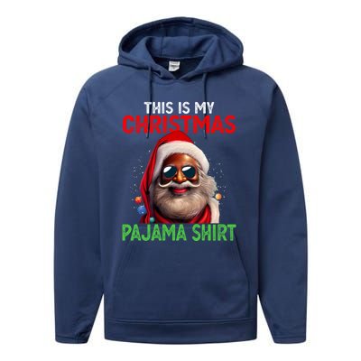 This Is My Christmas Pajama Black Afro African American Cool Gift Performance Fleece Hoodie