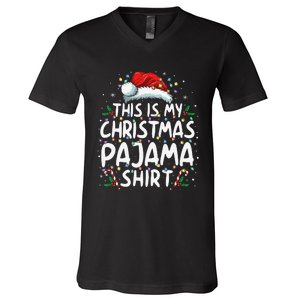 This Is My Christmas Pajama Funny Xmas Pjs Gift V-Neck T-Shirt