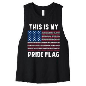 This Is My Pride Flag USA US Flag Patriotic For Men & Women Women's Racerback Cropped Tank